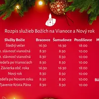 Vianočný rozpis služieb Božích 
